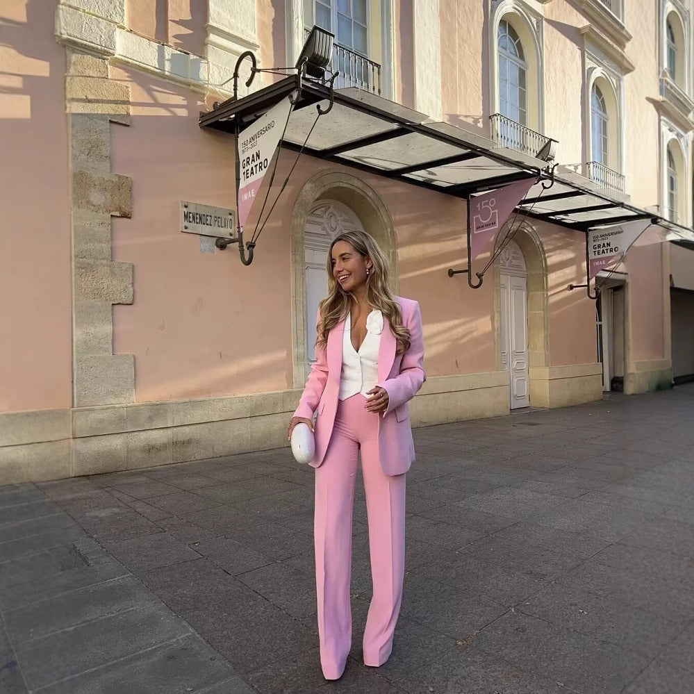 Elegant Wide-Leg Palazzo Trousers with Elastic Waistband