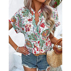 Women's Blouse with Floral Design and Airy Sleeves
