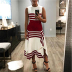Women's Asymmetrical Striped Maxi Dress