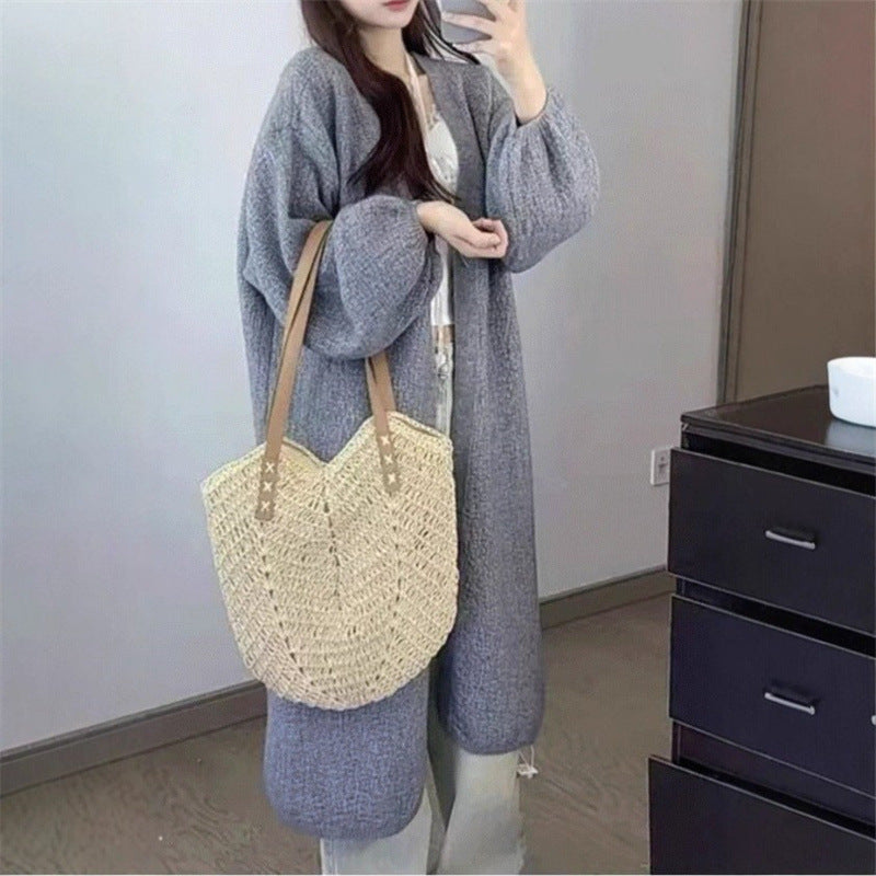 Long Women's Knit Jumpsuit with Dropped Shoulders