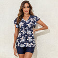 Women's Swim Shirt with Ruffles and Integrated Shorts