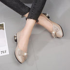 Women's Ballet Flats with Elegant Bow Detail and Fashionable Heel