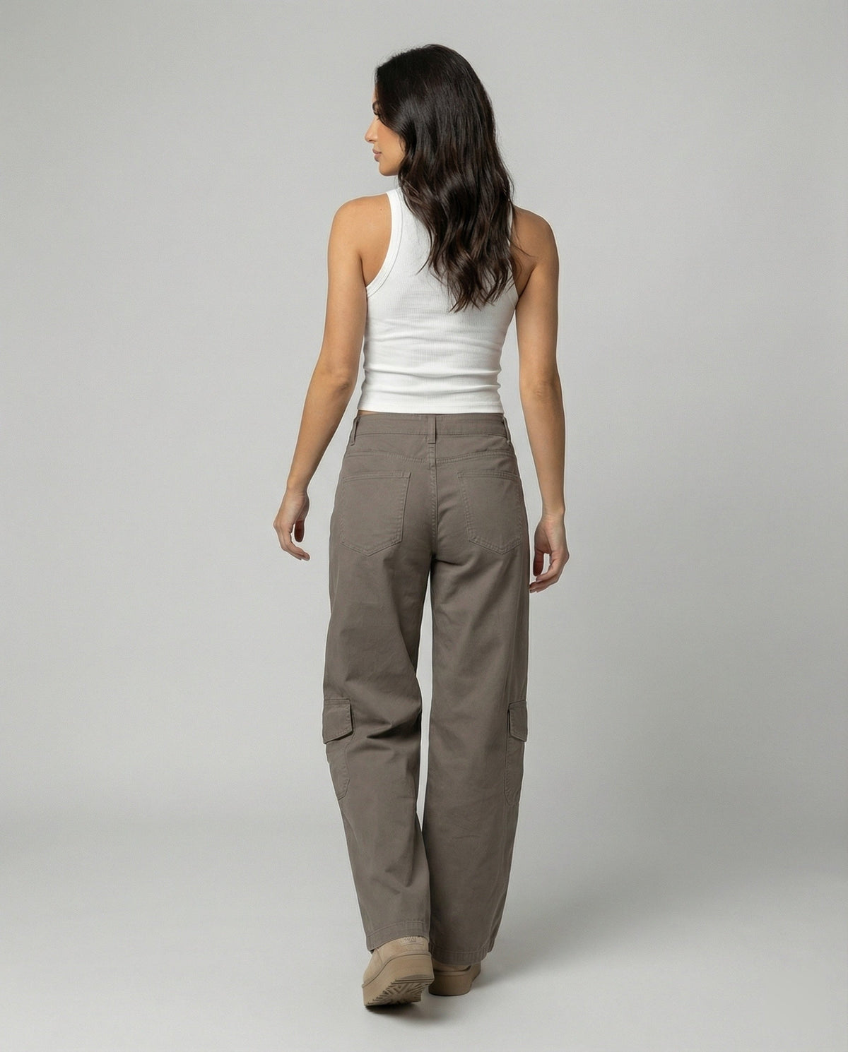 Women's High-Waisted Wide-Leg Cargo Pants with Flap Pockets