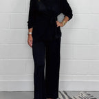 Women's Casual Lounge Set with Knot Detail and Wide-Leg Cut