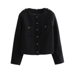 Elegant Short Jacket with Decorative Button Details