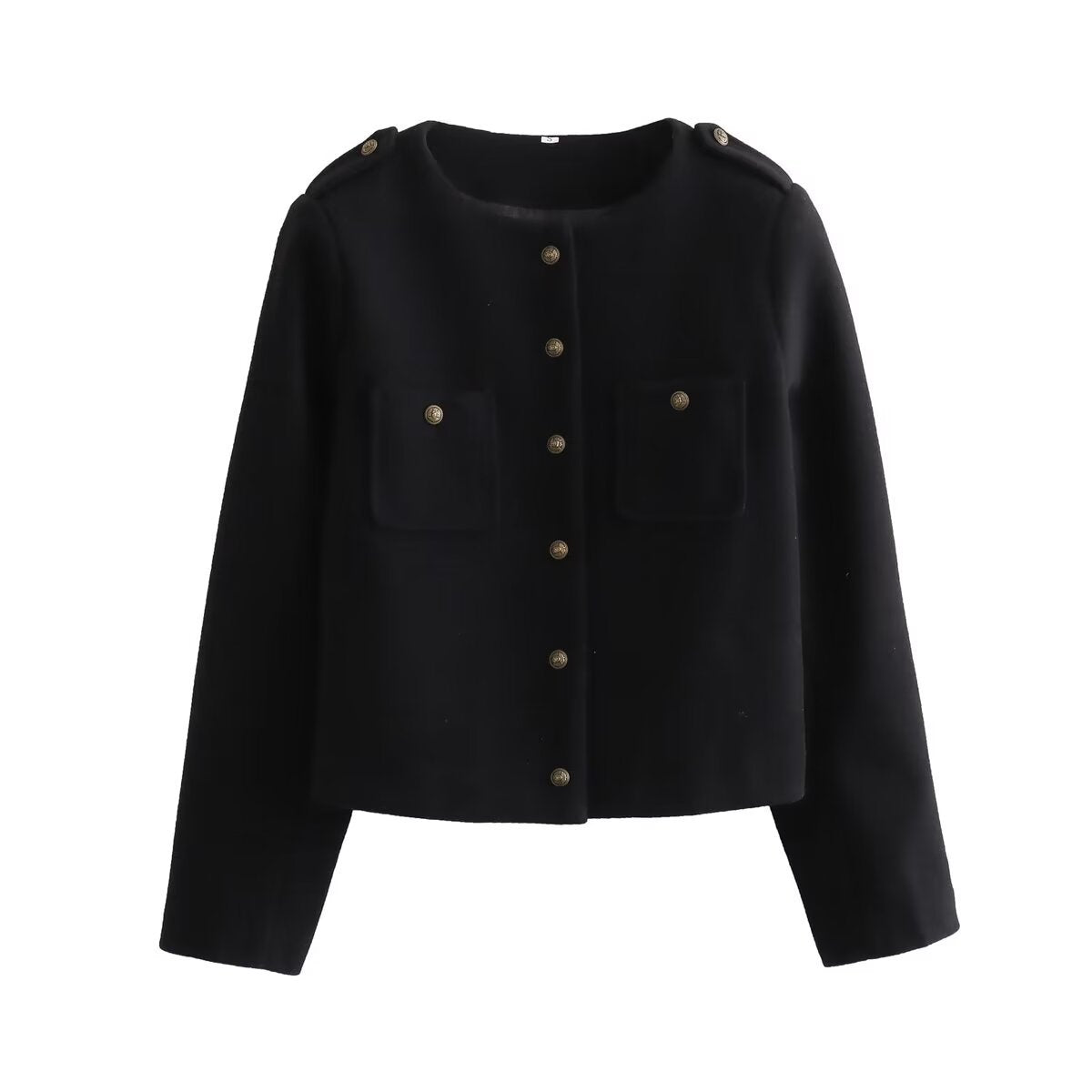 Elegant Short Jacket with Decorative Button Details
