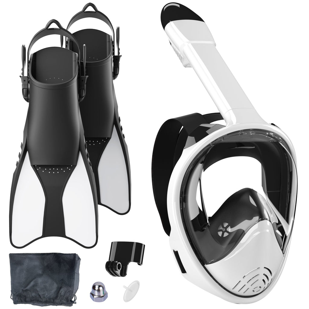 Snorkel set with full face mask and high-quality fins