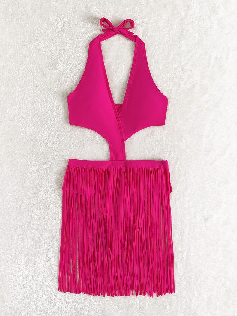 Women's Swimsuit with Braided Fringe Skirt