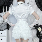 Women's Gothic Lace Shirt with Puff Sleeves