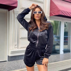 Women's Cropped Hoodie Set with Elastic Waistband