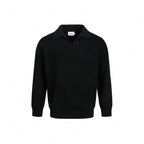 Elegant Knit Sweater with Modern Collar
