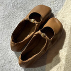 Women's Ballet Flats with Decorative Chain Accent and Button Detail