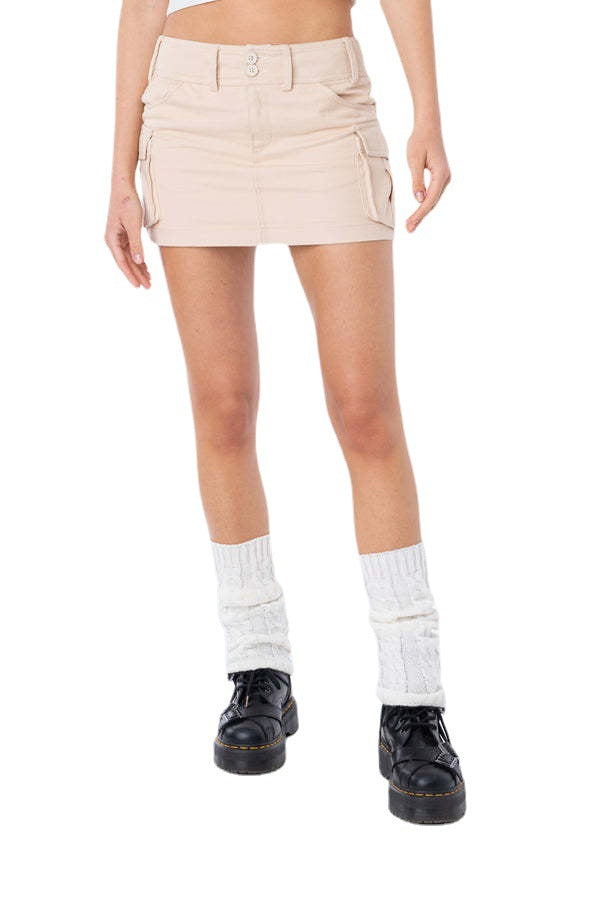 Women's Mini Skirt with Side Pockets and Adjustable Waist