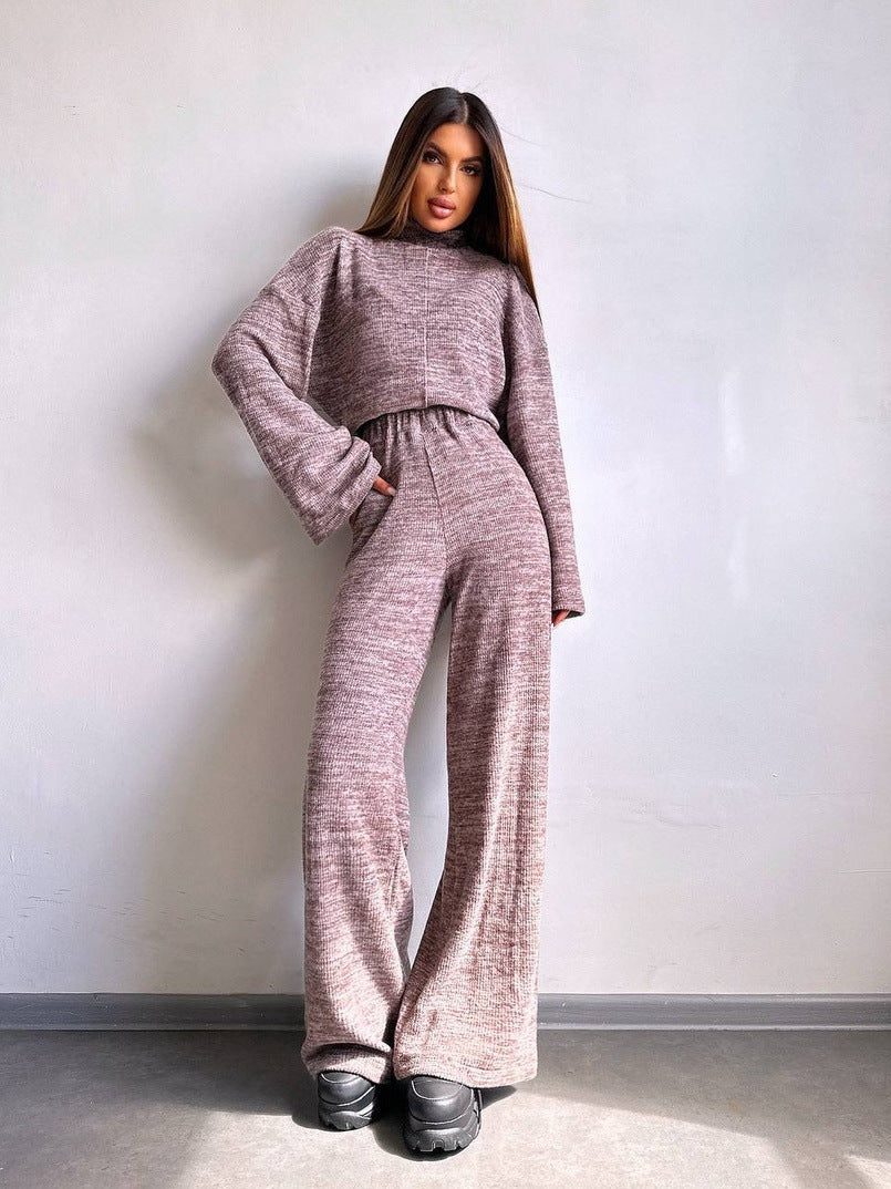 Women Comfortable Sweat Loungewear Suit with Wide Cut and High Sleeves