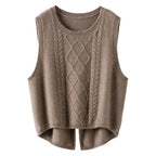 Women's Sleeveless Cable Knit Vest with Modern Details