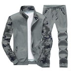 Men's Sportive Tracksuit Set with Camouflage Sleeves