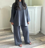 Women's Comfortable and Stylish Ribbed Knit Lounge Set