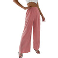 Women's Elegant Pleated Trousers with Wide Leg and Elastic Waistband