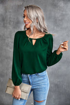 Women's Elegant Blouse with Light V-Neck and Puff Sleeves