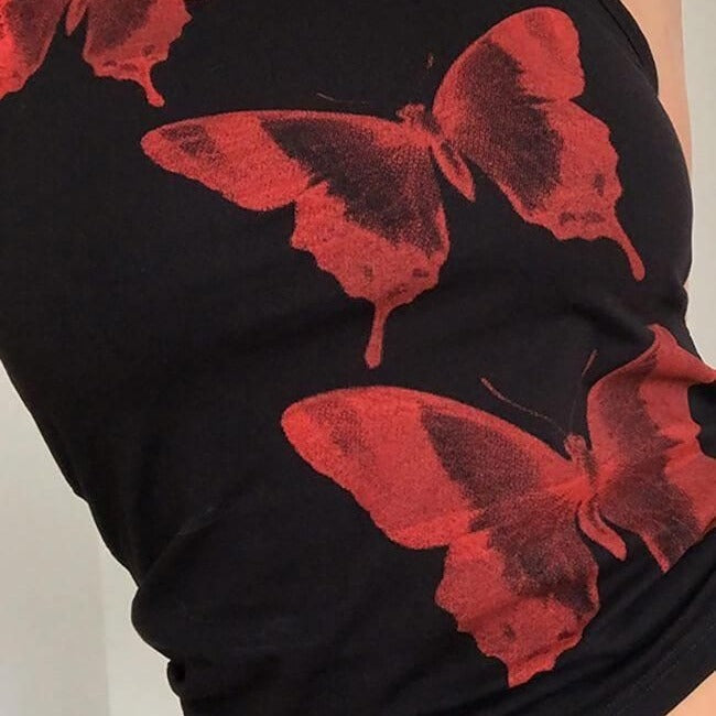 Women's Sleeveless Butterfly Print Top