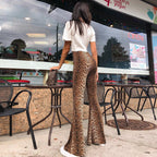 Women's Flared Jeans with Leopard Print
