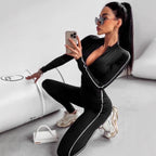 Women's Long-Sleeve High-Neck Seamless Jumpsuit
