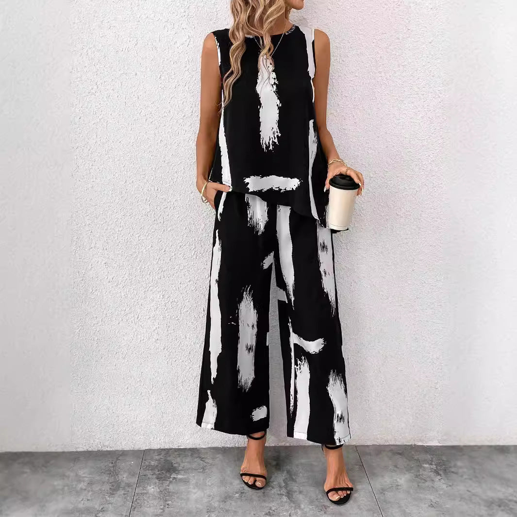 Women's Blouse Set with Casual Cut and Trendy Pattern