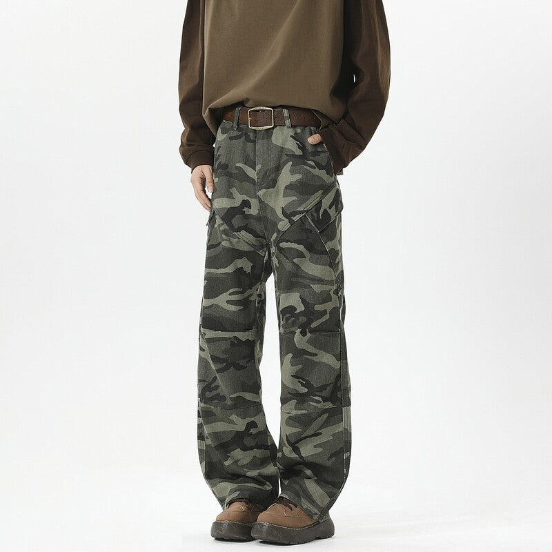 Women's Camouflage Cargo Pants with High Pockets