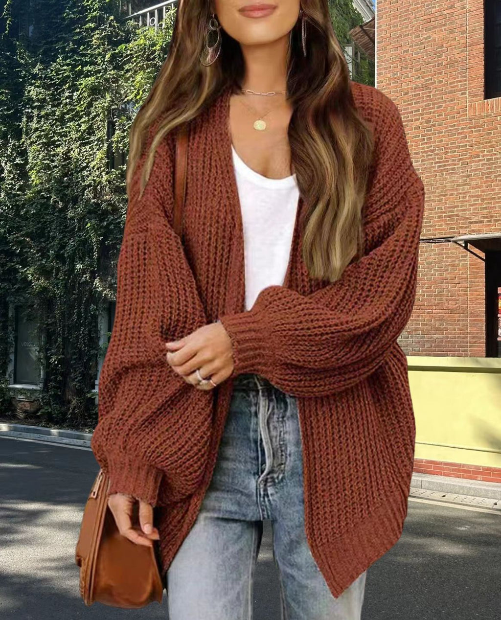 Women's Wide-Cut Chunky Knit Cardigan