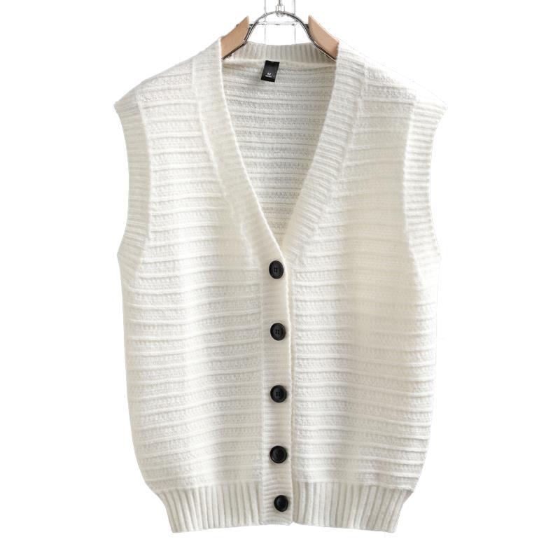 Sleeveless Knit Cardigan with Button Details