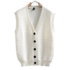 Sleeveless Knit Cardigan with Button Details