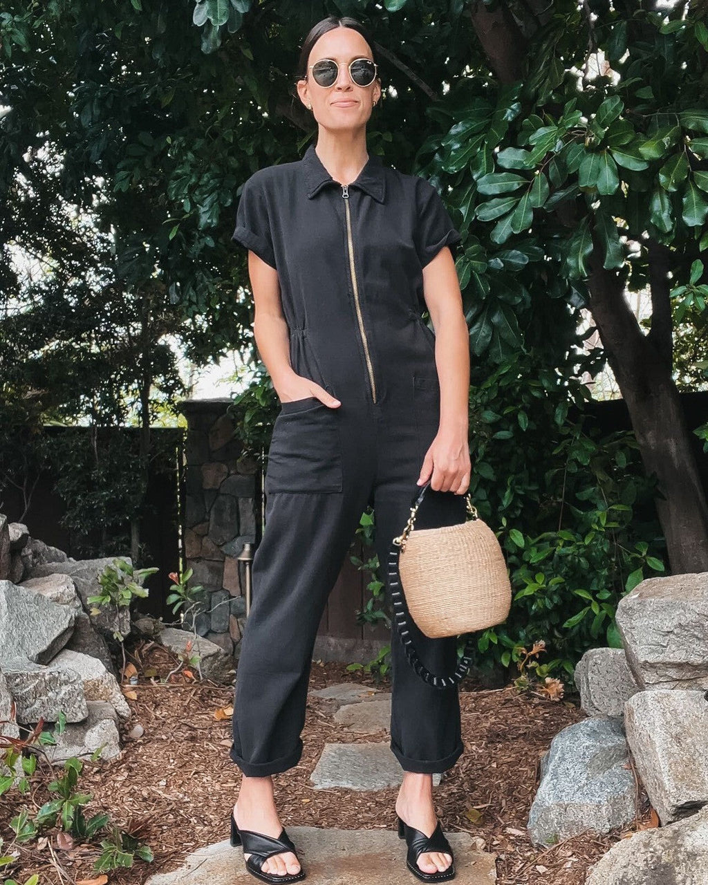 Women's Casual Jumpsuit with Pockets and Zipper