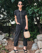 Women's Casual Jumpsuit with Pockets and Zipper