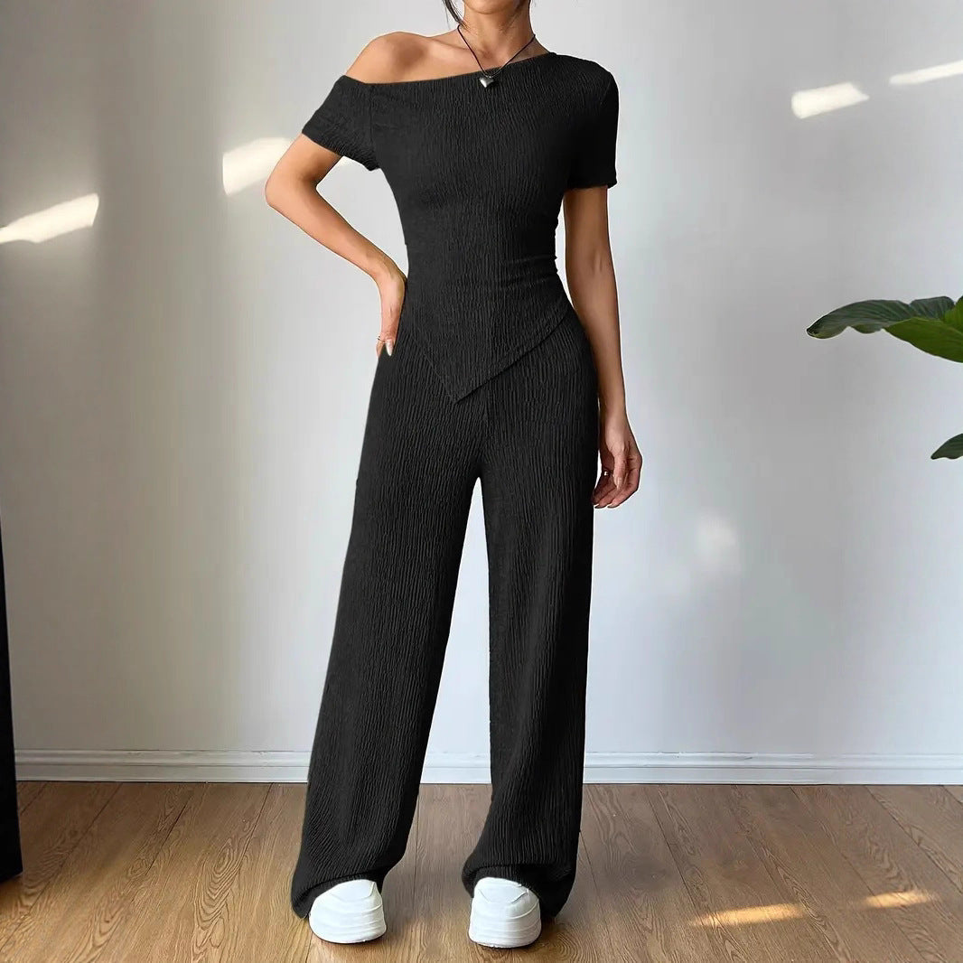 Elegant Jumpsuit with Asymmetrical Cut and Ruching