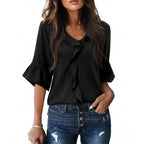 Ruffled V-Neck Blouse