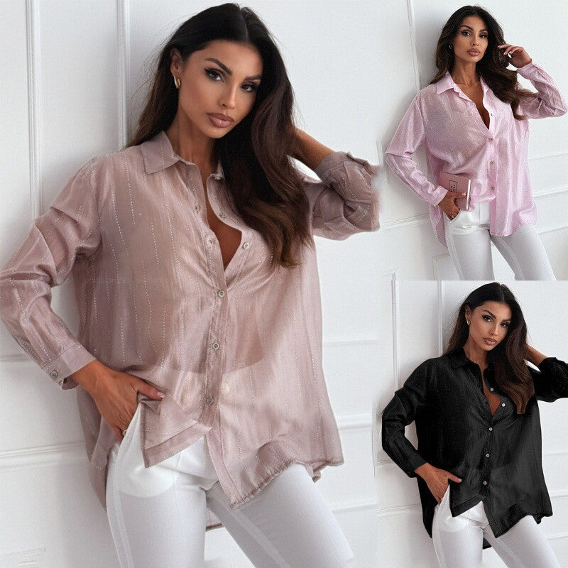 Women's Casual Blouse with Delicate Shimmer