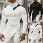 Women's Asymmetrical Long-Sleeve Top with Mock Neck and Strap
