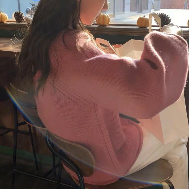 Women's Cozy Knit Sweater with Casual Cut and Airy Sleeves