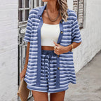 Casual Women's Two-Piece Set with Striped Pattern