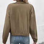 Women's Casual Waffle-Texture Overshirt with Snap Buttons