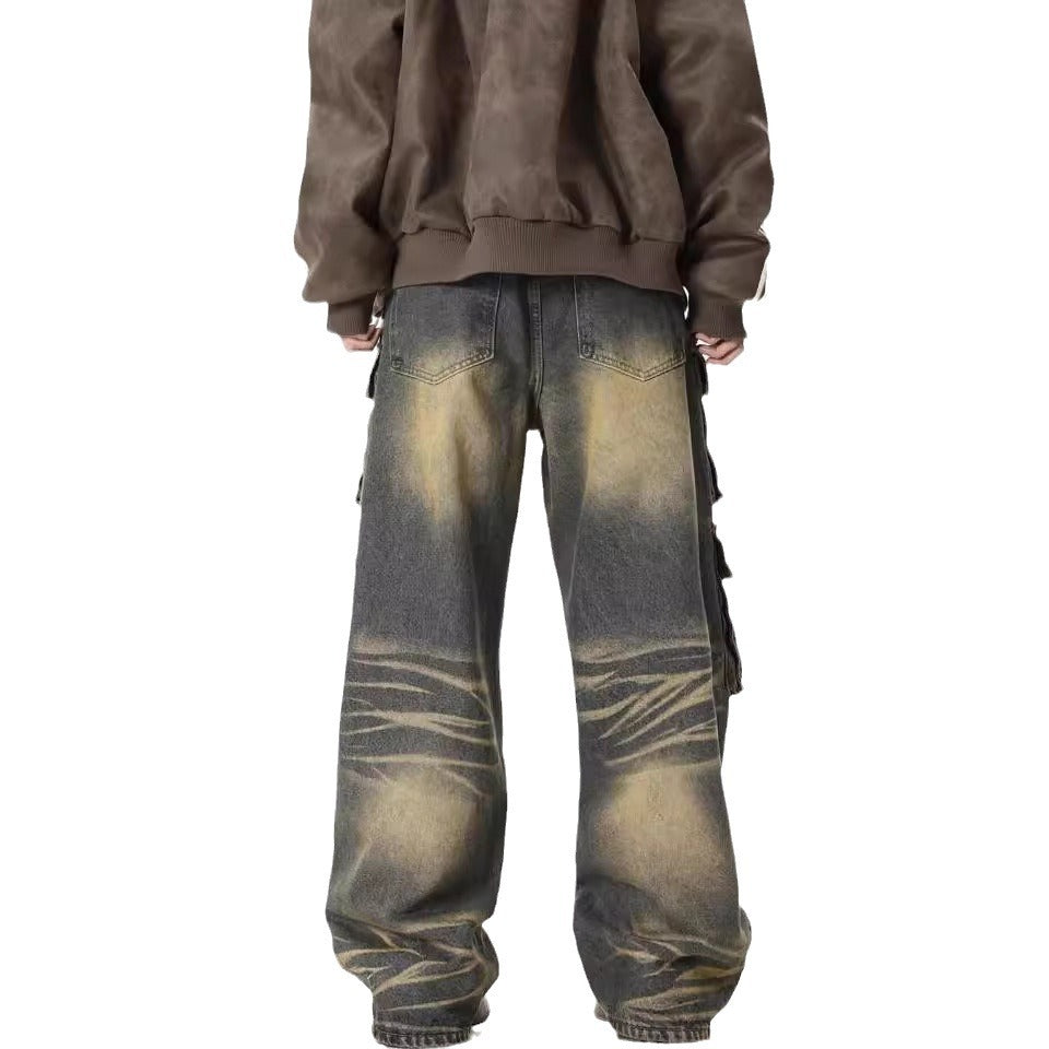 Women's Wide-Leg Cargo Jeans with Side Pockets