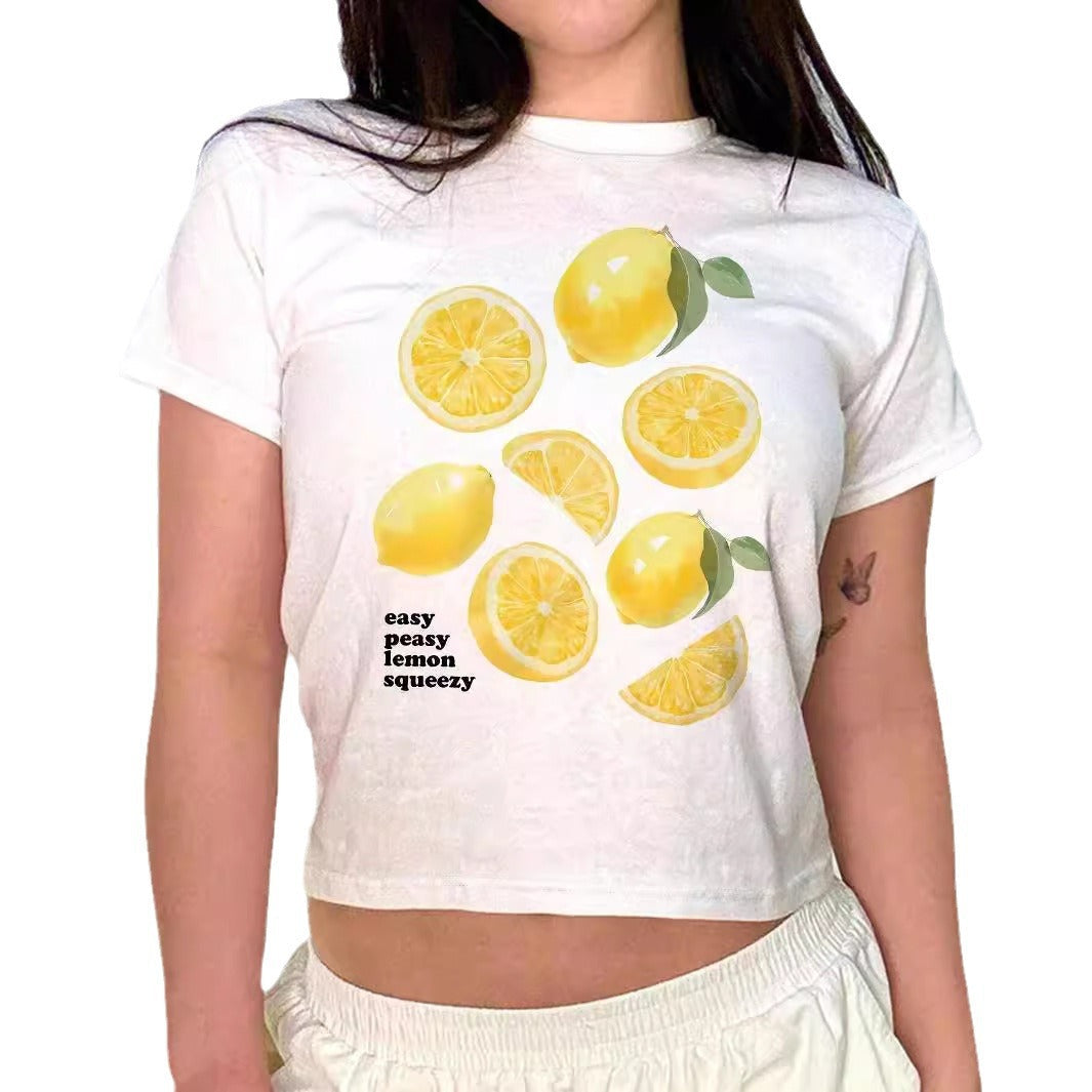 Women's Crop T-Shirt with Cocktail Design