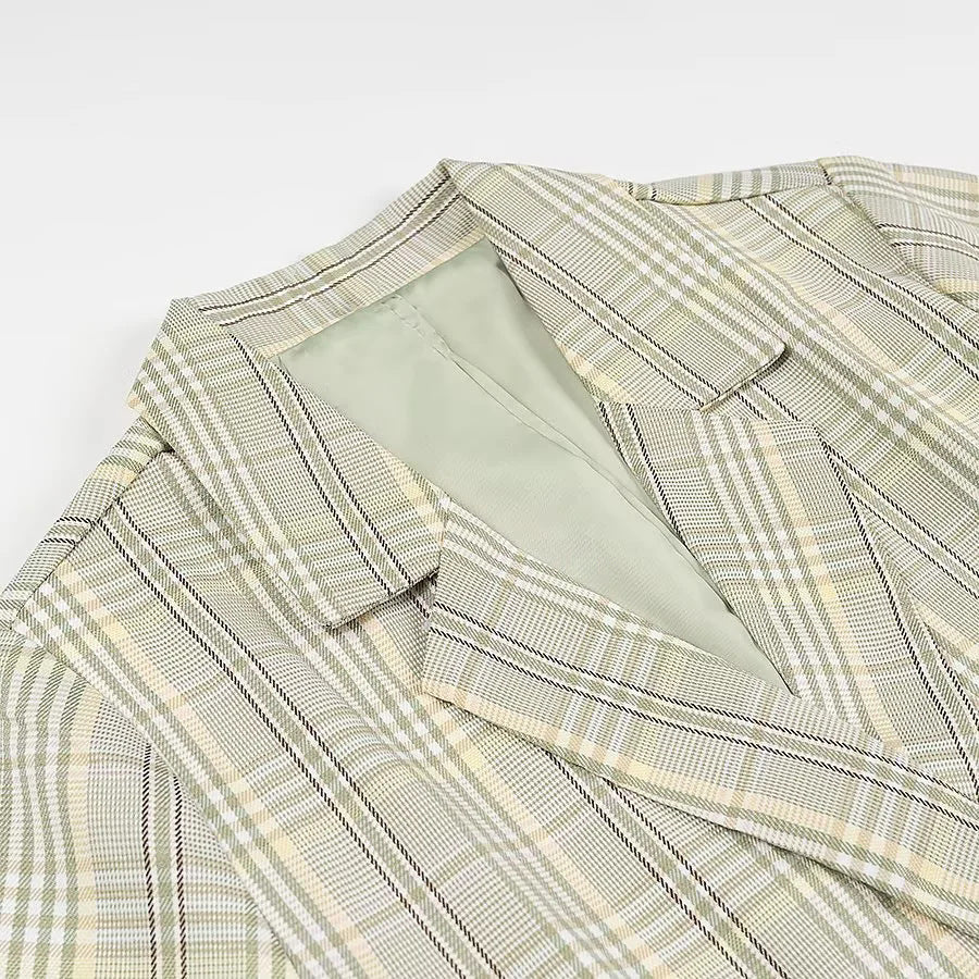 Women's Elegant Plaid Blazer Jacket