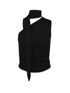 Women's Asymmetrical Top with Tie Details and Ruching