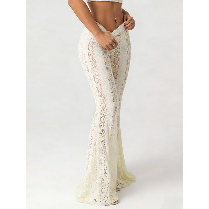 Women's Elegant Flared Lace Trousers