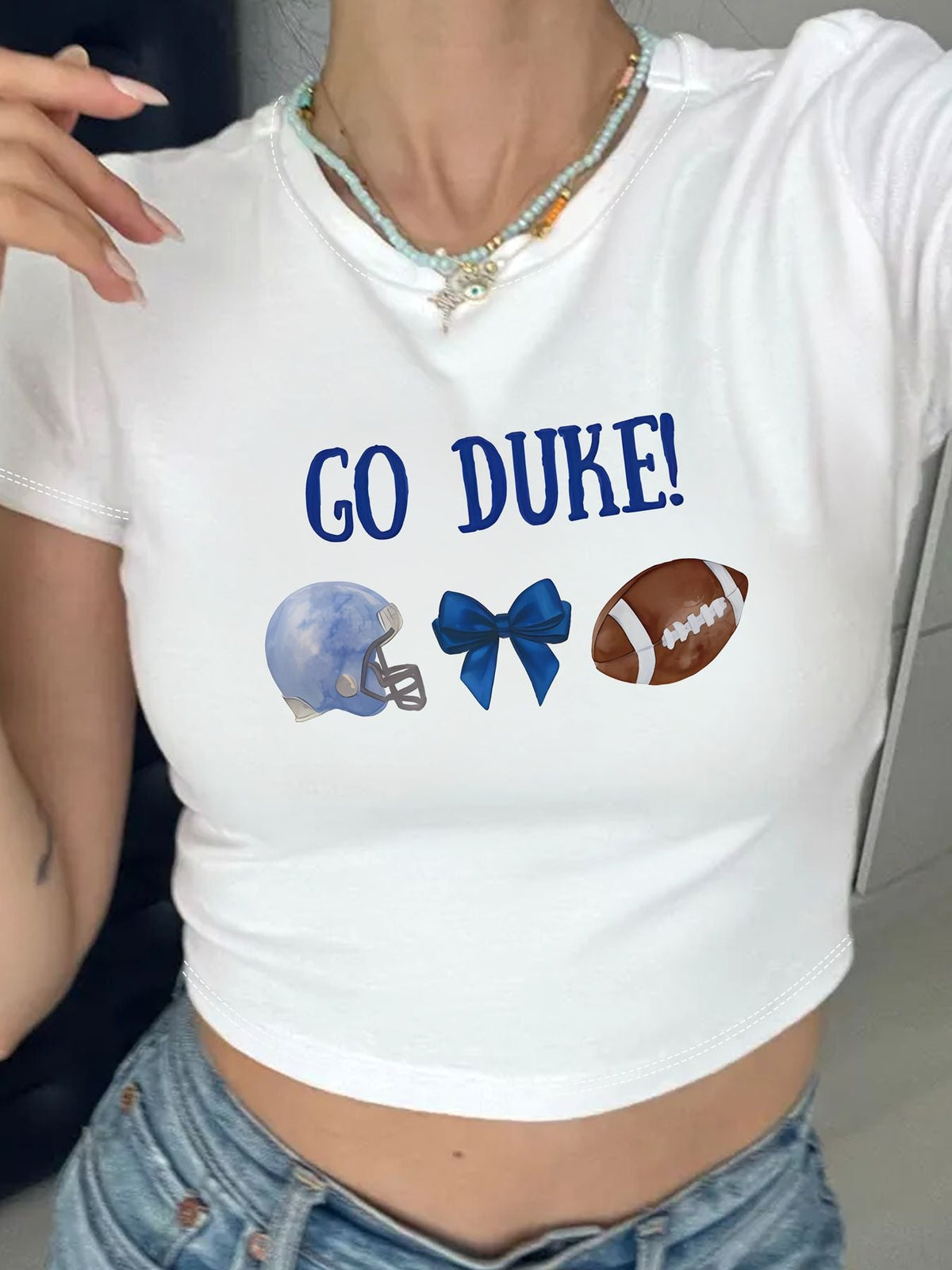 Women's Crop T-Shirt with Eye Motif and Tour Graphic