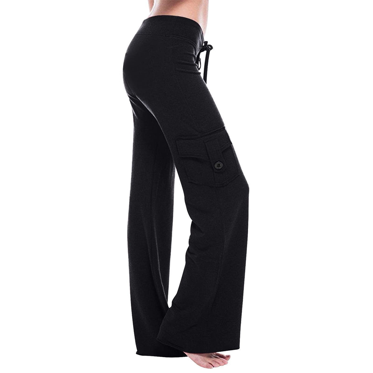 Women's Comfortable Casual Pants with Side Pockets and Elastic Waist