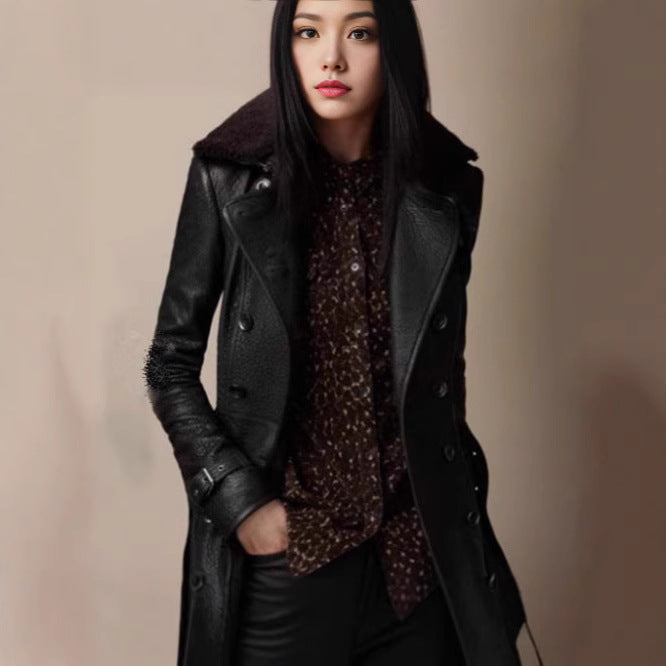 Elegant Women's Trench Coat with Closable Collar