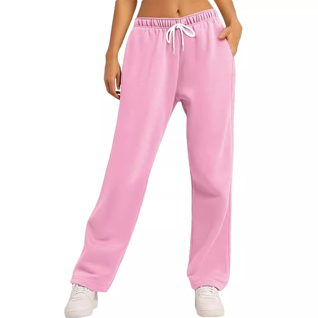 Women's Comfortable Athletic Pants with Elastic Waistband and Side Pockets