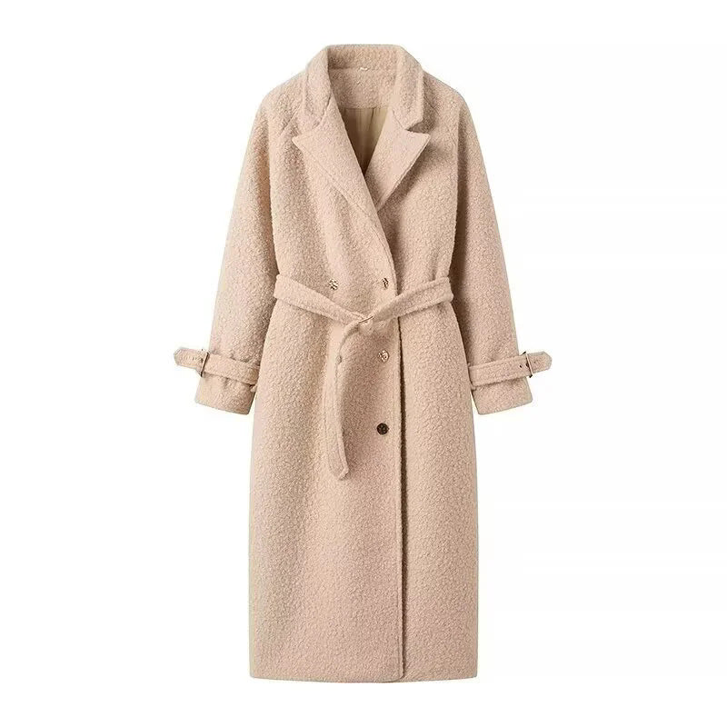 Elegant Wool Coat with Belt and Patch Pockets